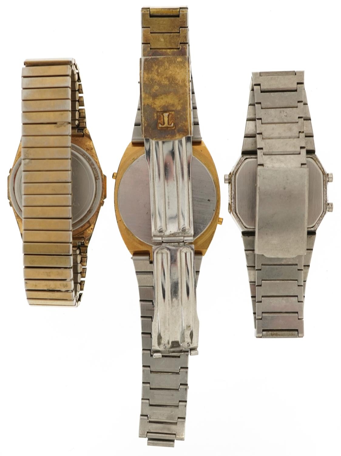 Three vintage gentlemen's digital quartz wristwatches including Timex and Tissot, the largest 36mm - Image 3 of 5