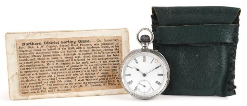 Longines, Victorian silver open face keyless pocket watch having enamelled and subsidiary dials with
