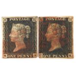 Two Victorian Penny Black stamps