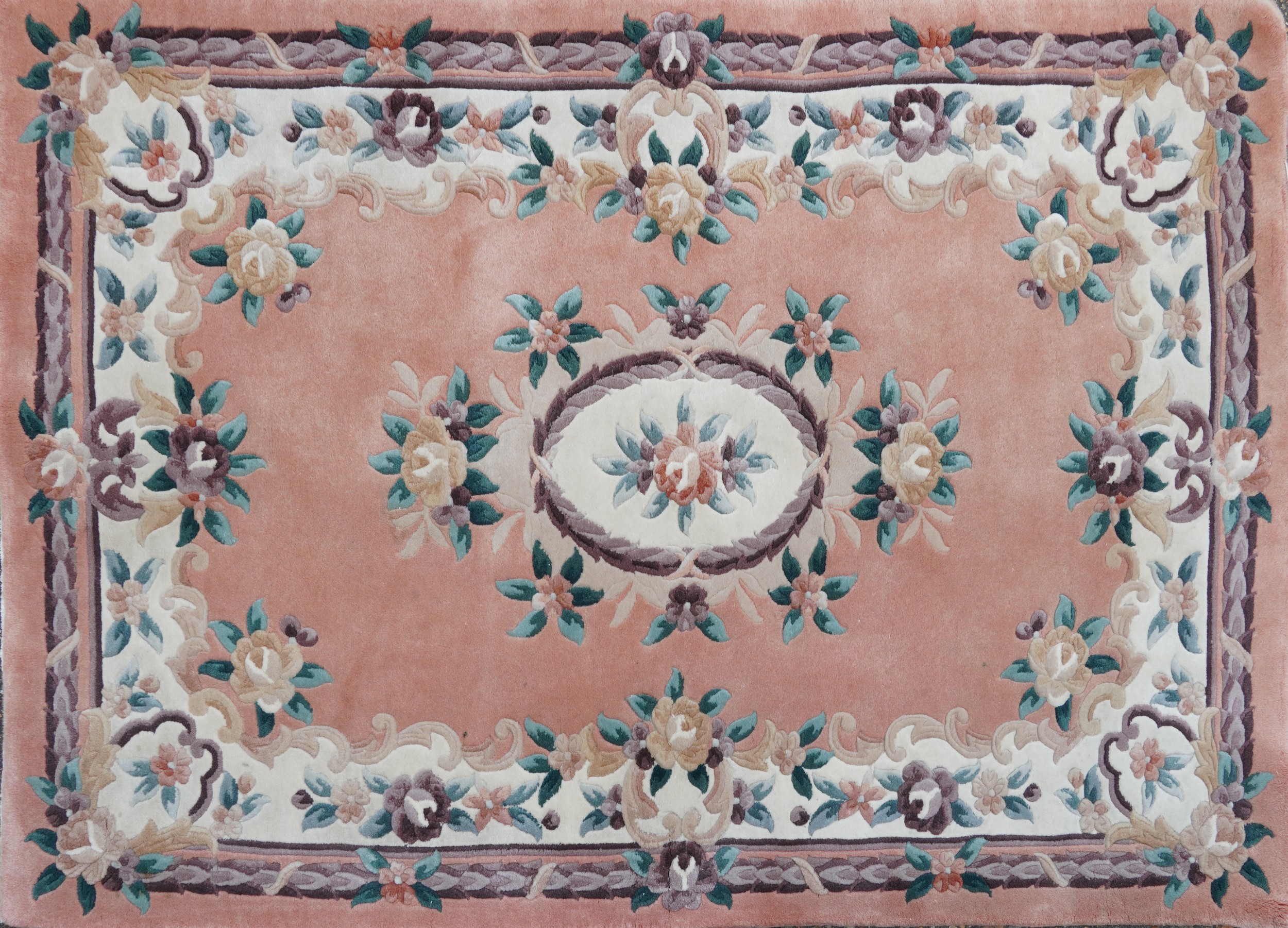 Two rectangular Chinese floral rugs, the largest 195cm x 122cm - Image 2 of 13