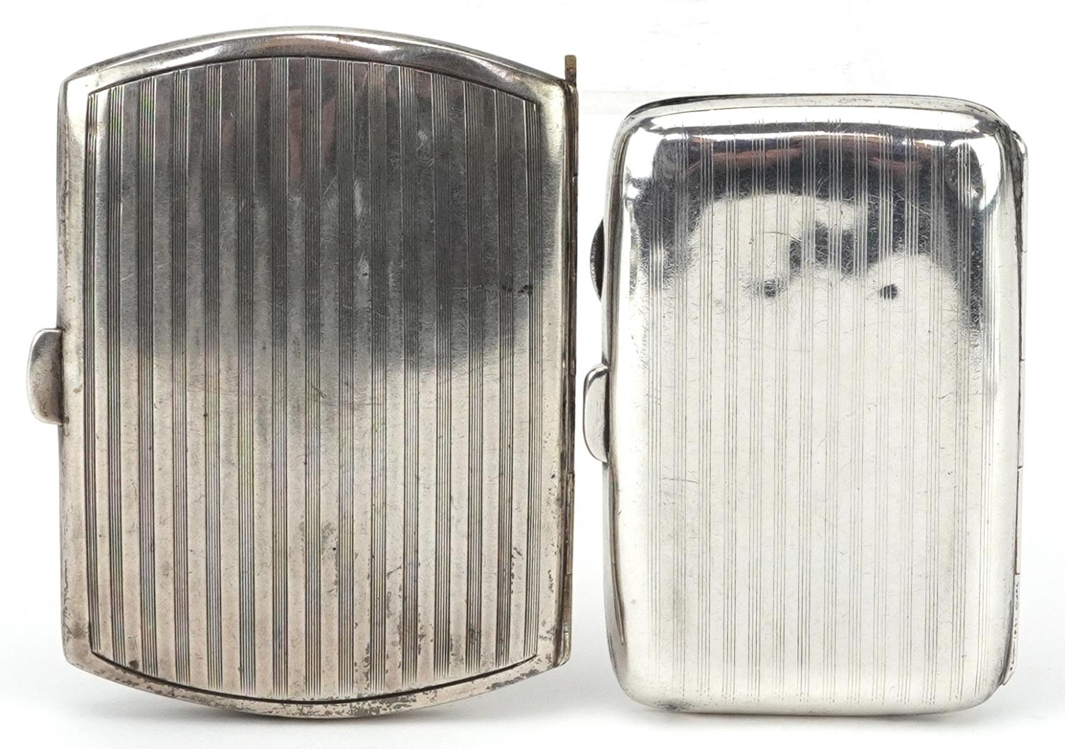 Two George V engine turned silver cigarette cases, each with gilt interior, Birmingham 1912 and - Image 5 of 5