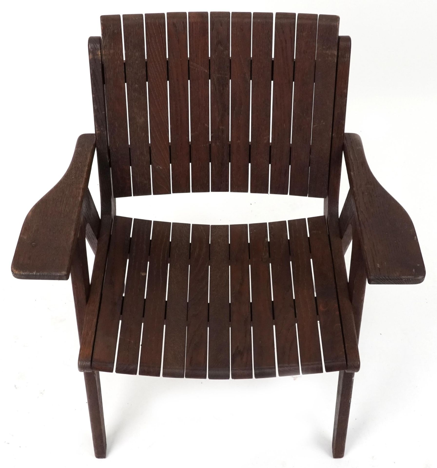 Autoban, stained teak slice chair, 81cm high - Image 3 of 4