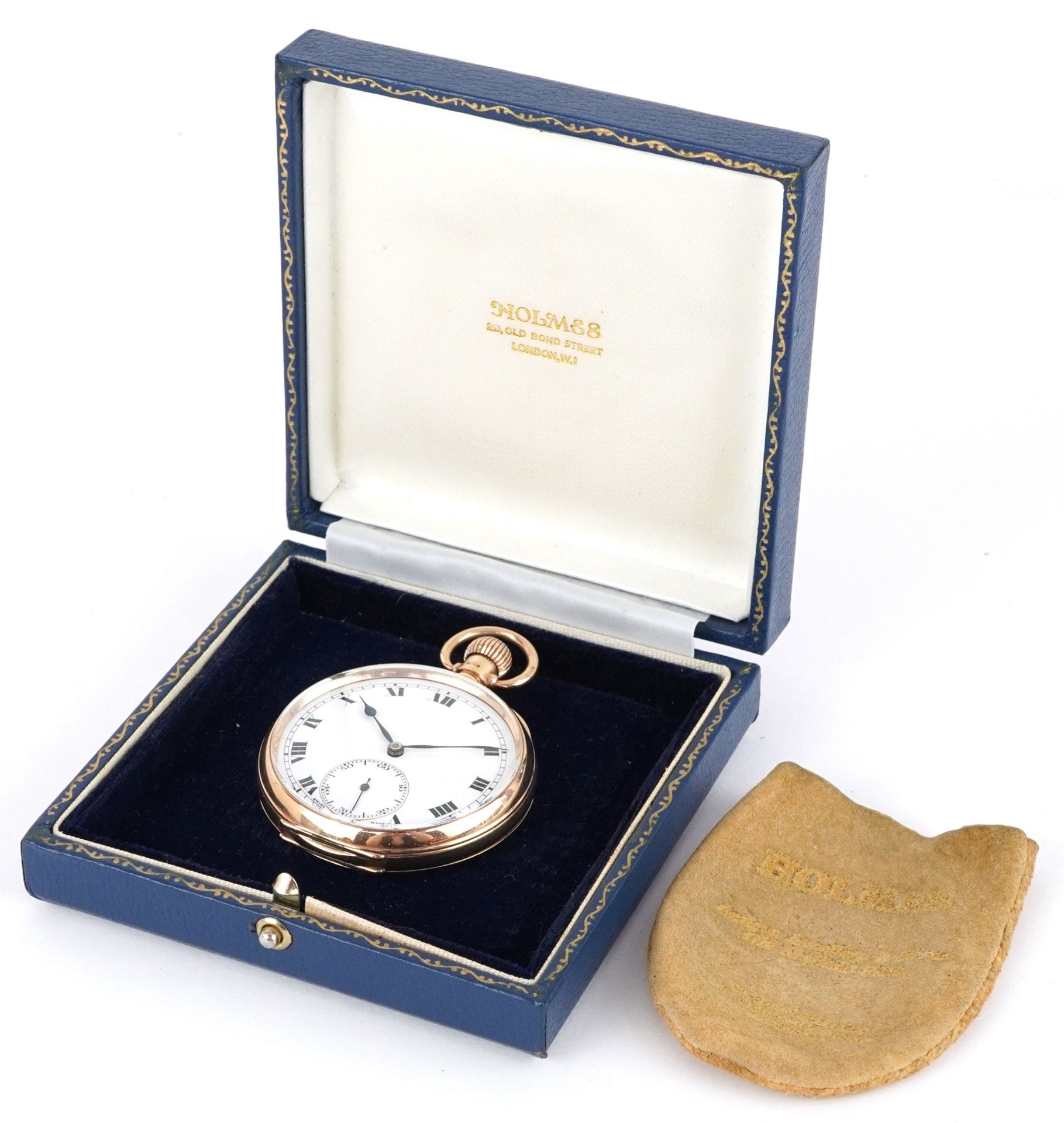 Doxa, gentlemen's 9ct gold open face keyless pocket watch having enamelled and subsidiary dials with - Bild 7 aus 8