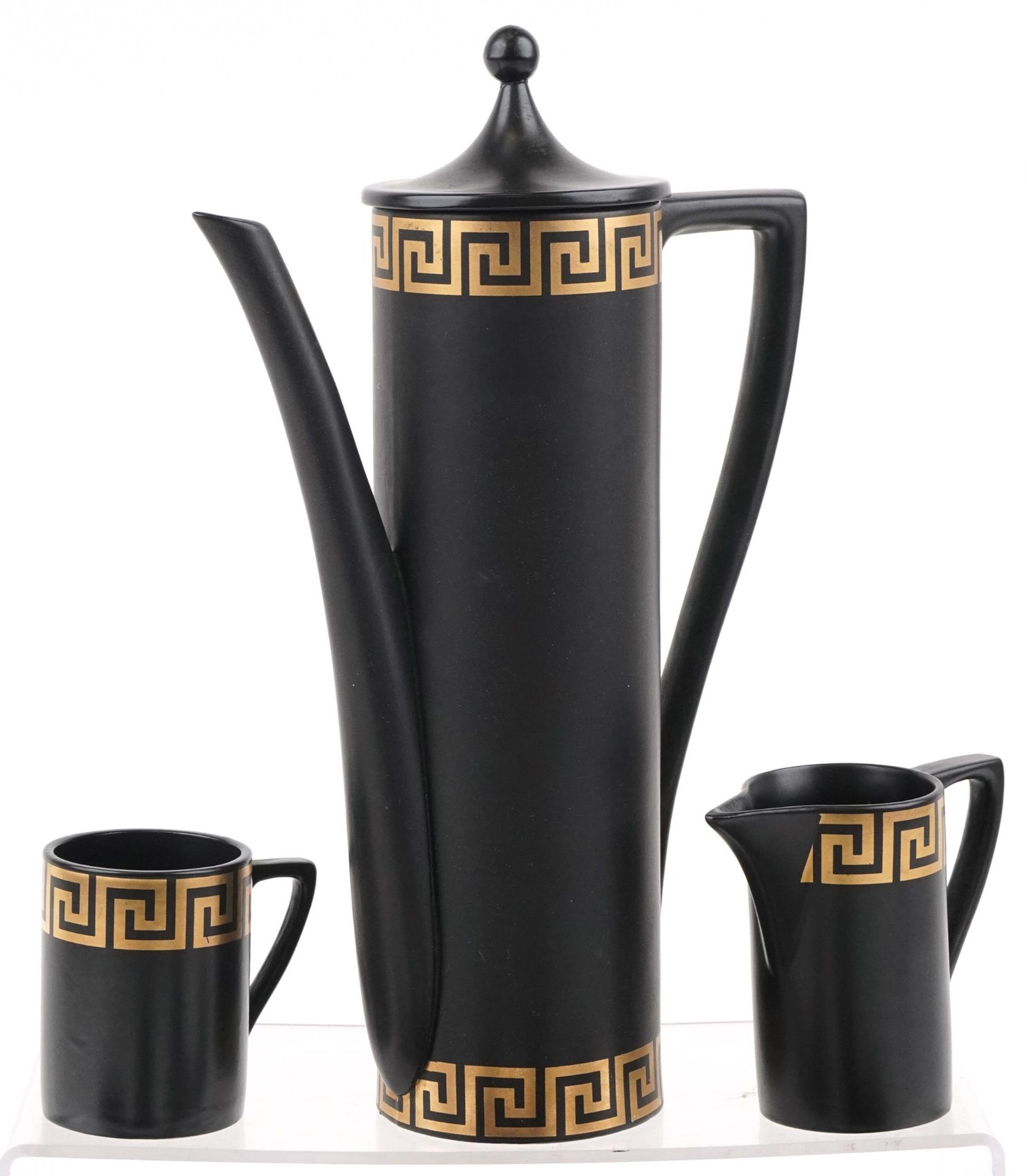 Mid century Portmeirion Greek key six place coffee service designed by Susan Williams-Ellis, the - Image 2 of 4