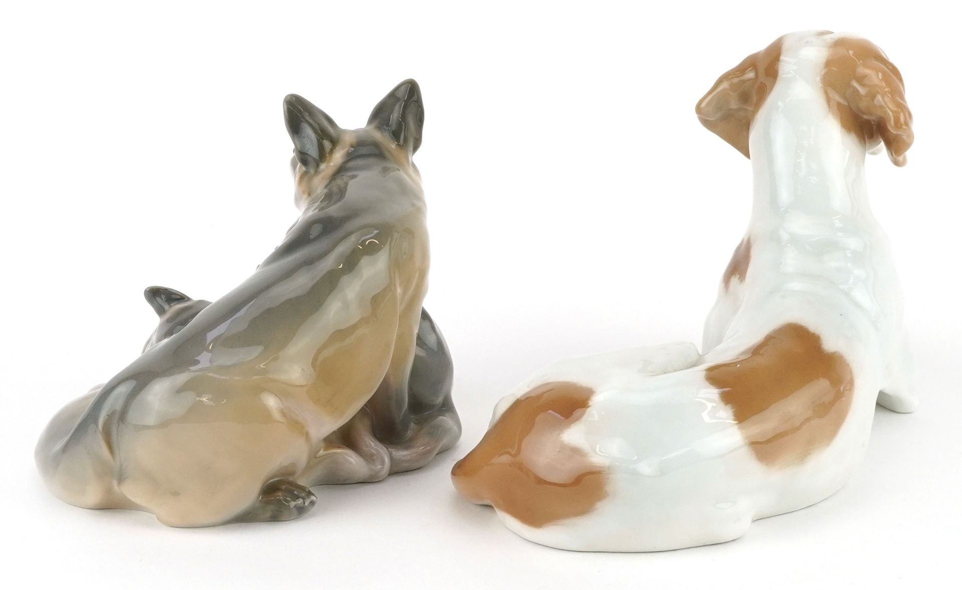 Royal Copenhagen, two Danish porcelain animals and groups, one with A Clausen paper label to the - Image 2 of 3