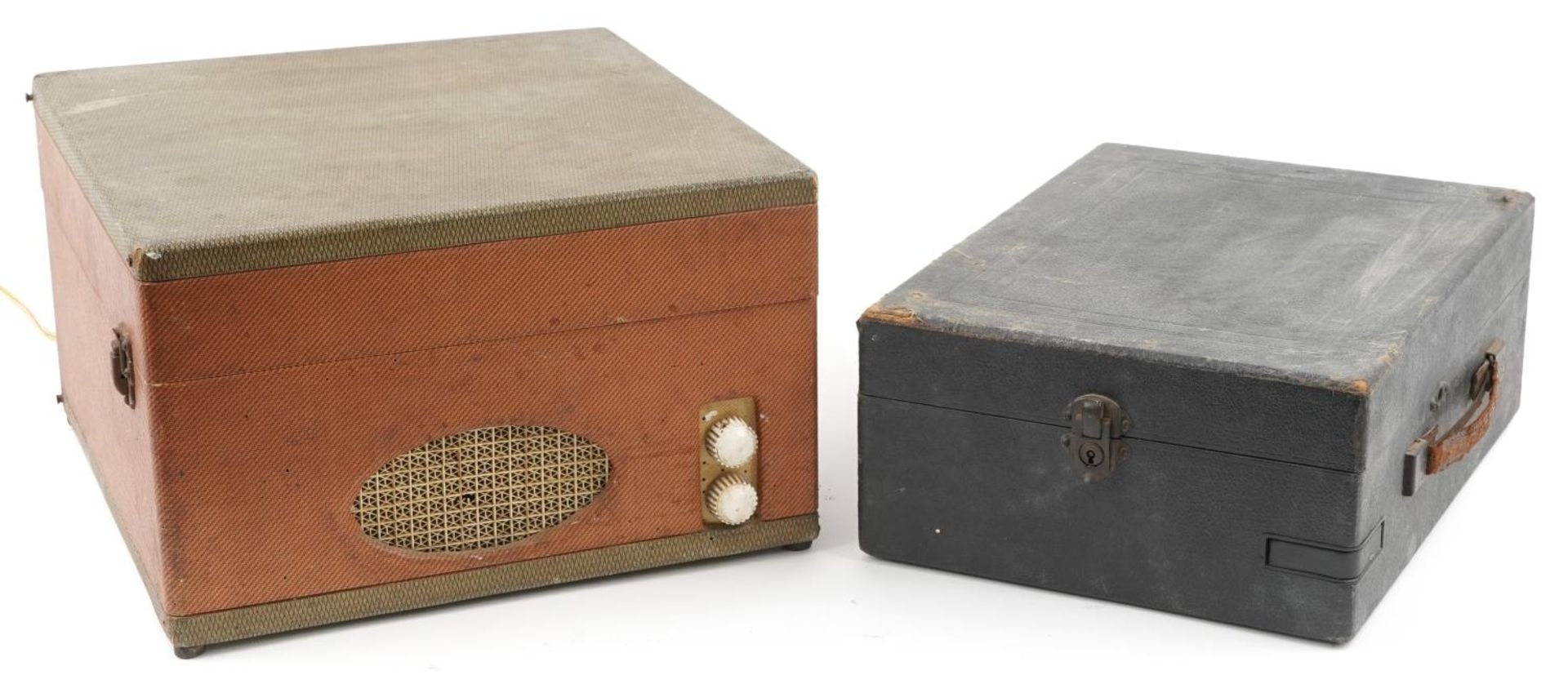 Two vintage portable gramophones comprising His Master's Voice model 97 and Meritone - Bild 4 aus 6