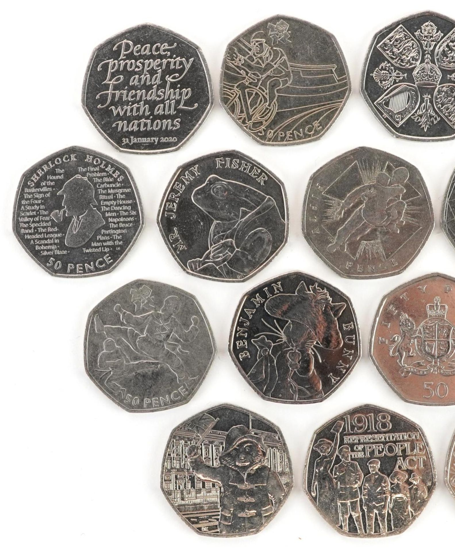 Twenty Elizabeth II fifty pence pieces, various designs including London 2012 Olympics and - Bild 2 aus 6
