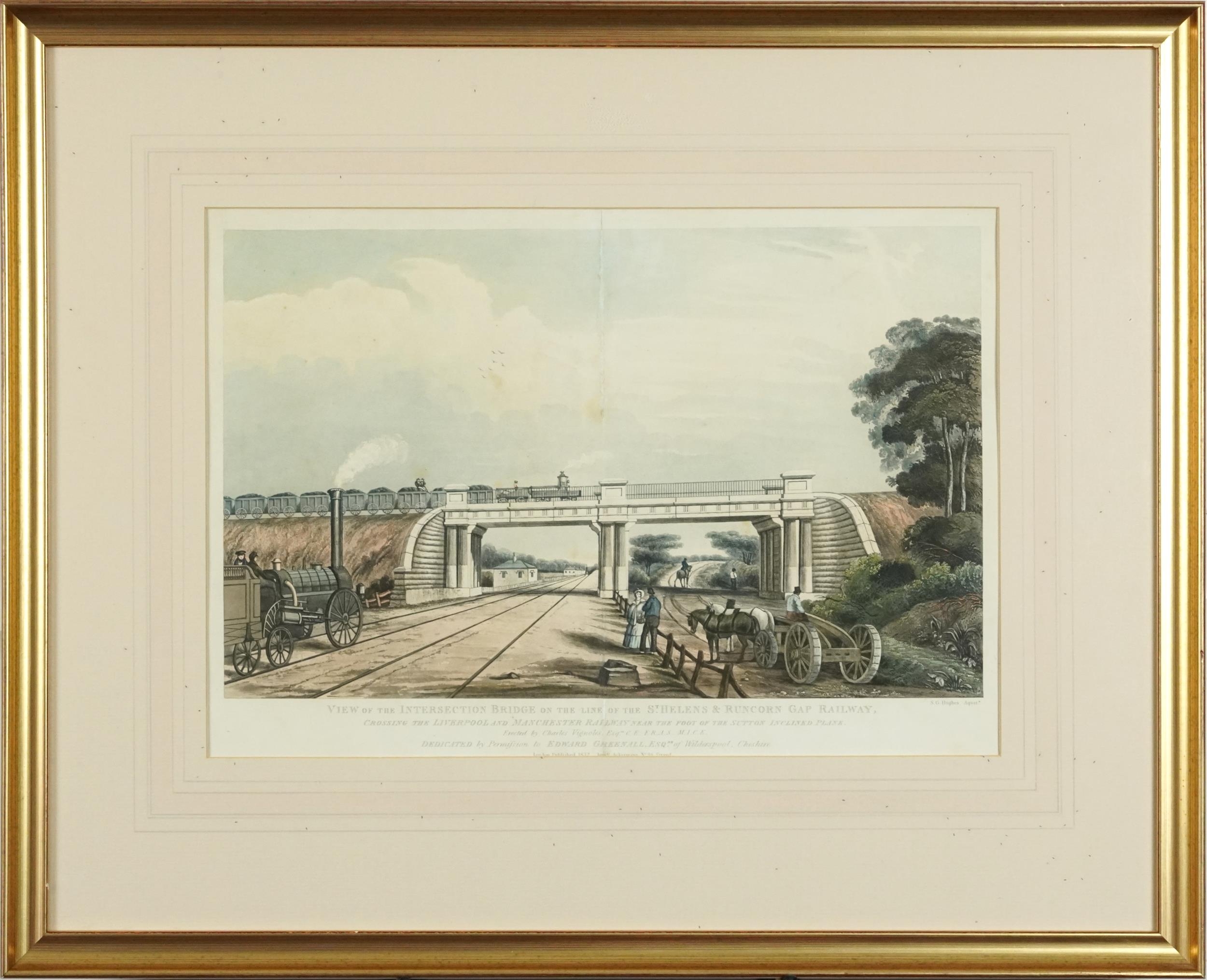 View of the intersection bridge on the line of the St Helen's and Runcorn Gap railway, early 19th - Image 2 of 4