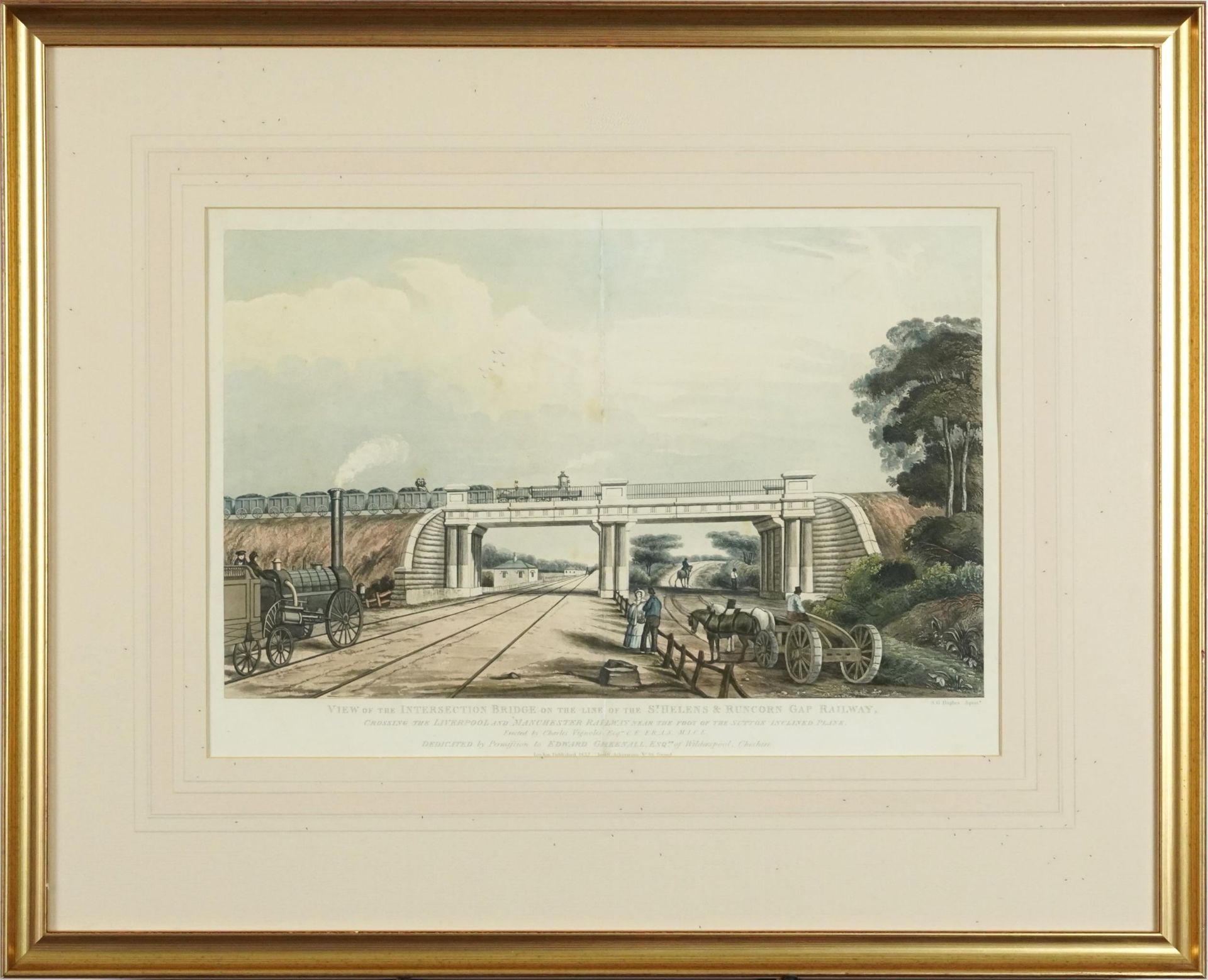 View of the intersection bridge on the line of the St Helen's and Runcorn Gap railway, early 19th - Bild 2 aus 4