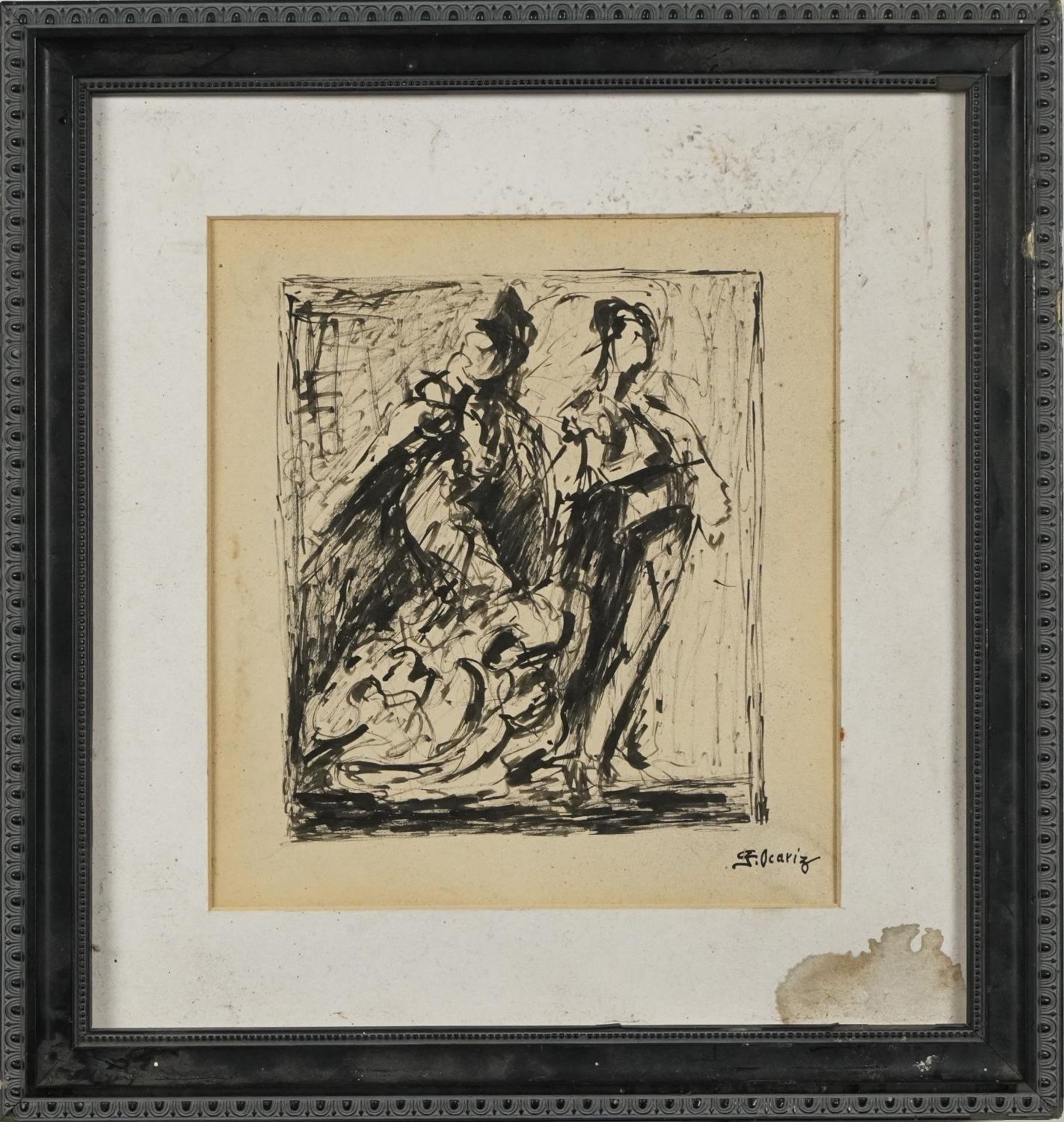 Caricatures and two figures, two ink sketches, one signed Spargo, the other Ocariz, mounted and - Image 7 of 9