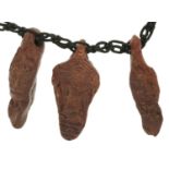 Tribal interest pottery figural necklace, 50cm in length