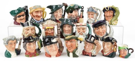 Eighteen Royal Doulton character jugs including North American Indian, Dick Turpin and Don