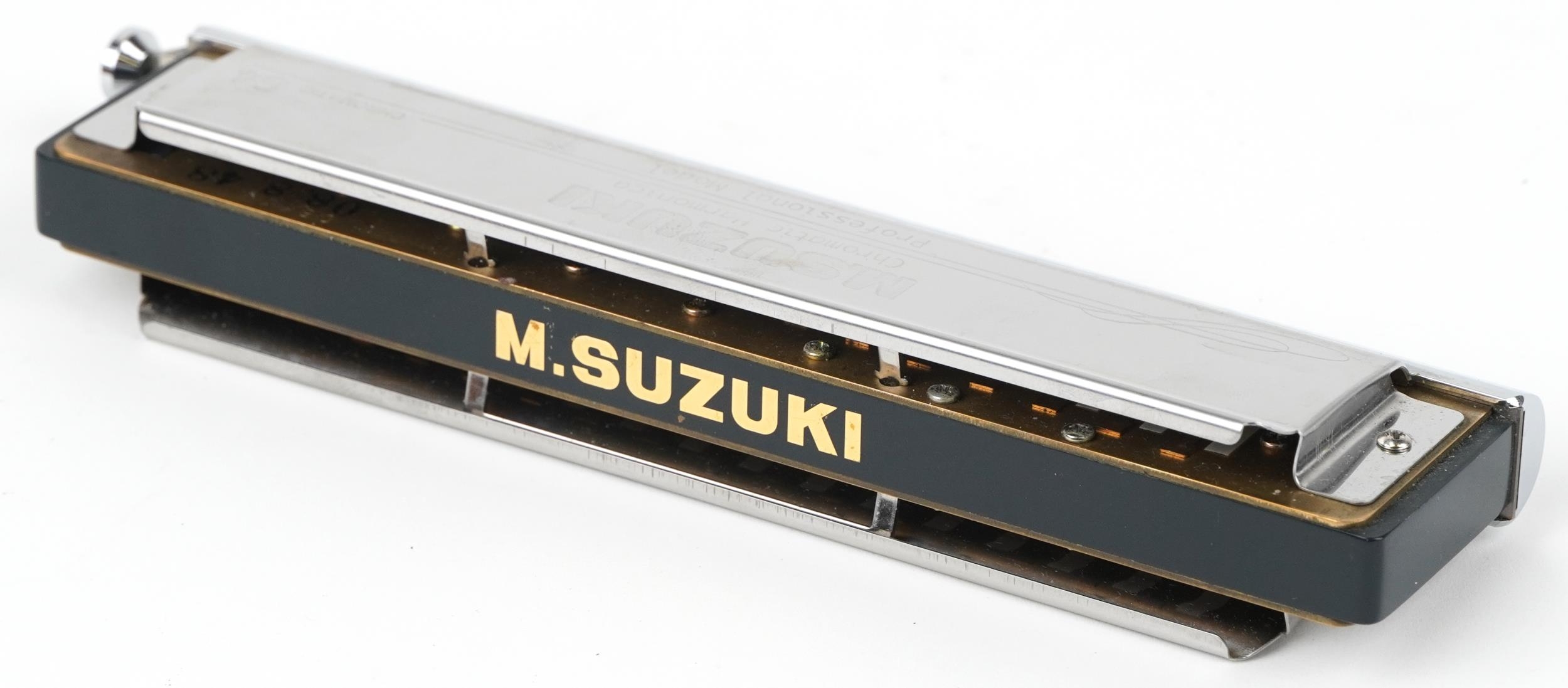 M Suzuki Professional model chromatic harmonica with fitted box, model SC-64, 21cm in length - Image 3 of 4