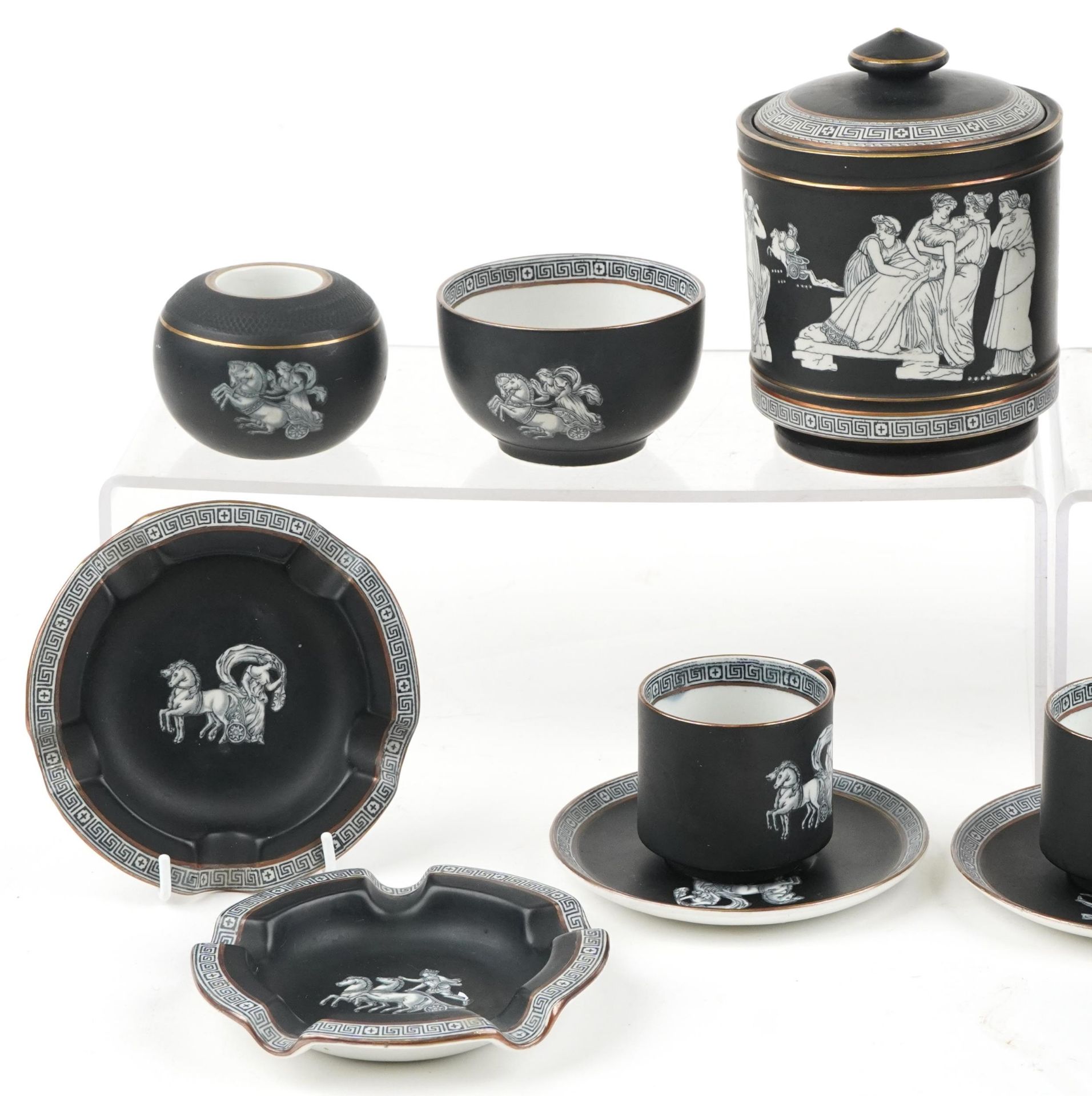 Victorian Fenton and Pratt Old Greek teaware including a six place coffee service comprising - Bild 2 aus 4