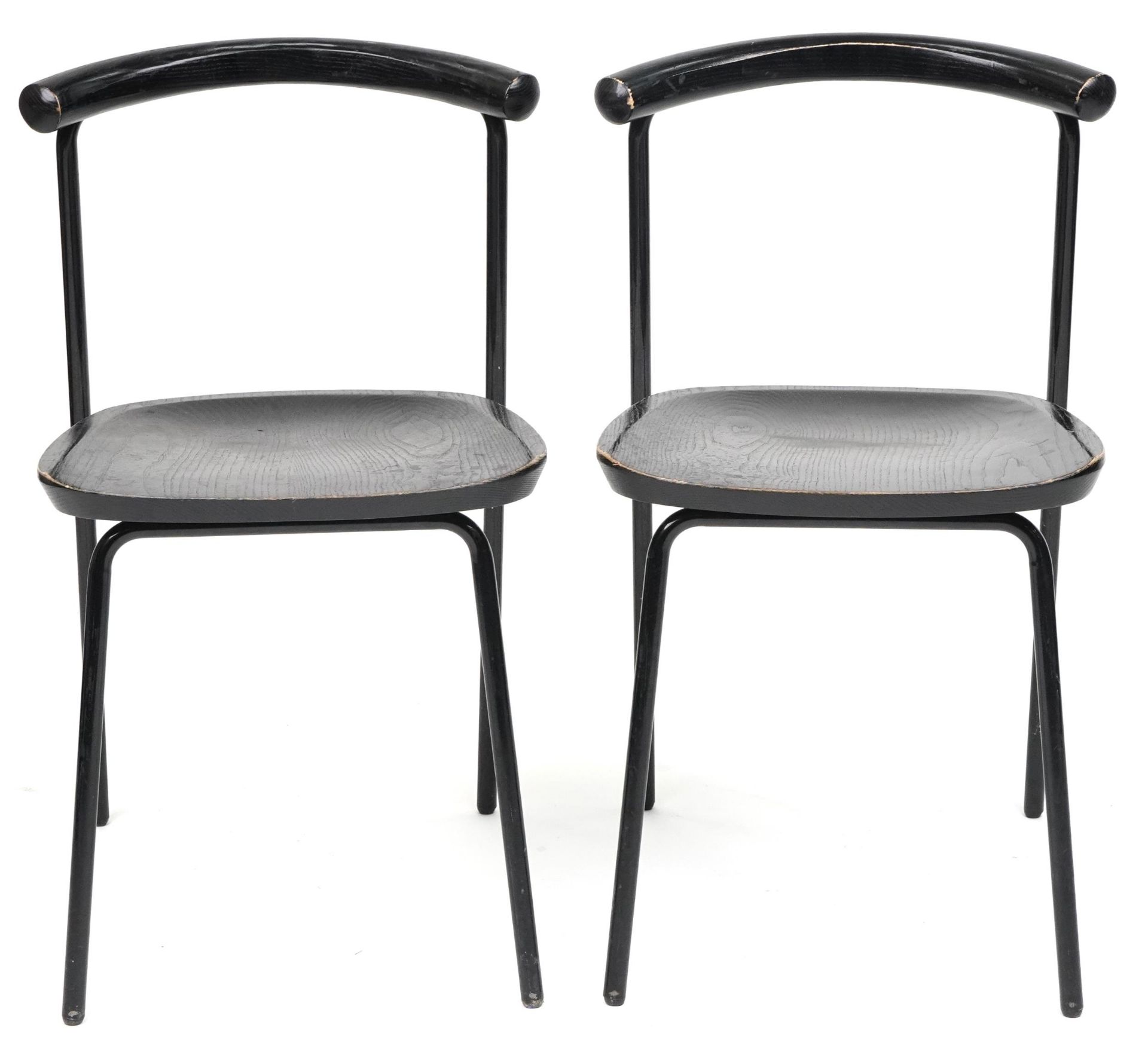 Manner of Calligaris, pair of contemporary metal framed hardwood bistro chairs, each 75cm high - Bild 2 aus 5