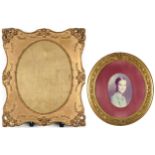 Two classical gilt picture frames with oval apertures, the largest overall 66cm x 55.5cm, the