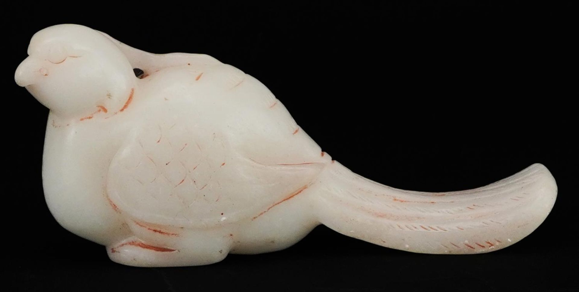 Indian white jade carving of a bird, 10.5cm in length - Bild 2 aus 7