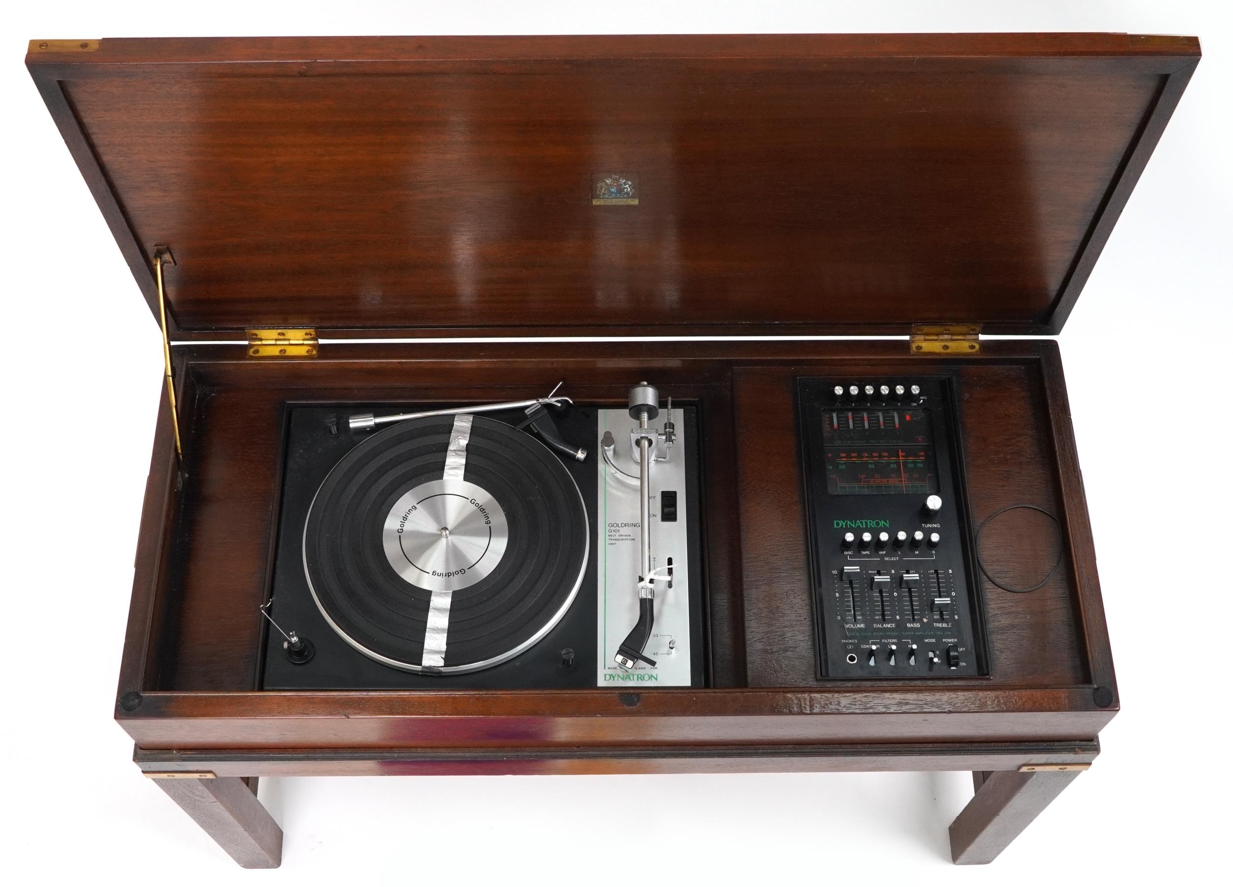 Vintage Dynatron Goldring G101 turntable with control panel housed in a military interest campaign - Image 3 of 6