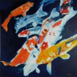 Clive Fredriksson - Goldfish, contemporary oil on canvas, unframed, 91.5cm x 92cm