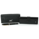 Montblanc Meisterstuck Traveller fountain pen with 14K gold nib, leather case and box