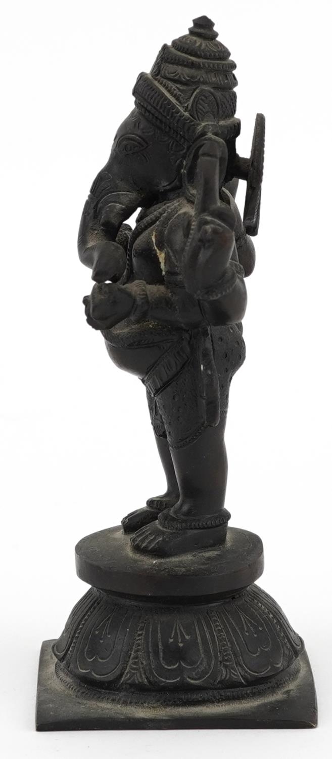 Indian patinated bronze statue of goddess Ganesha, 16cm high - Image 3 of 7