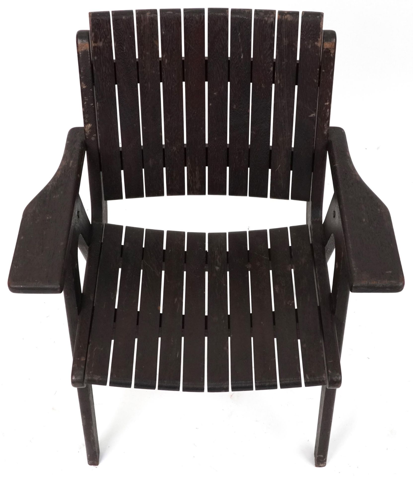 Autoban, stained teak slice chair, 81cm high - Image 3 of 5