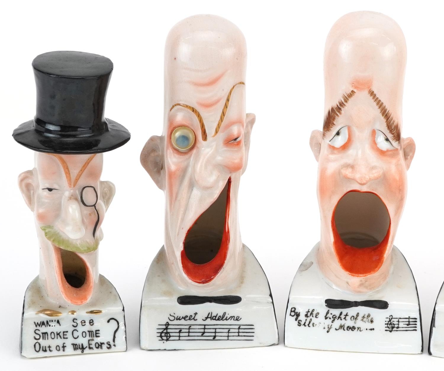 Manner of Schafer & Vater, eight smoking interest early 20th century German porcelain smoking head - Image 2 of 5