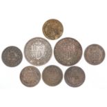 George III and later silver coinage comprising two half crowns dates 1894 and 1897 and six shillings