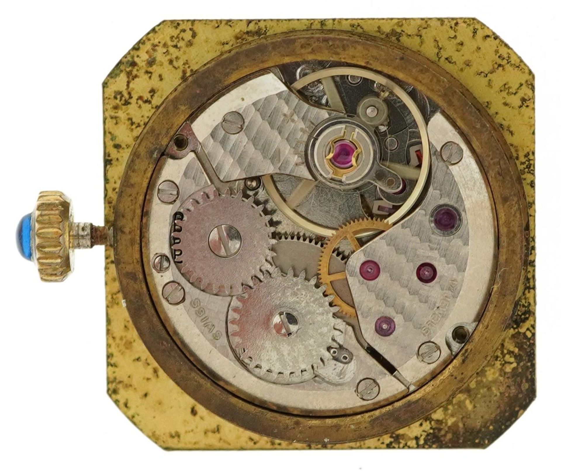 Art Deco style 18ct gold gentlemen's manual wind wristwatch having gilt dial with Roman numerals and - Bild 3 aus 5