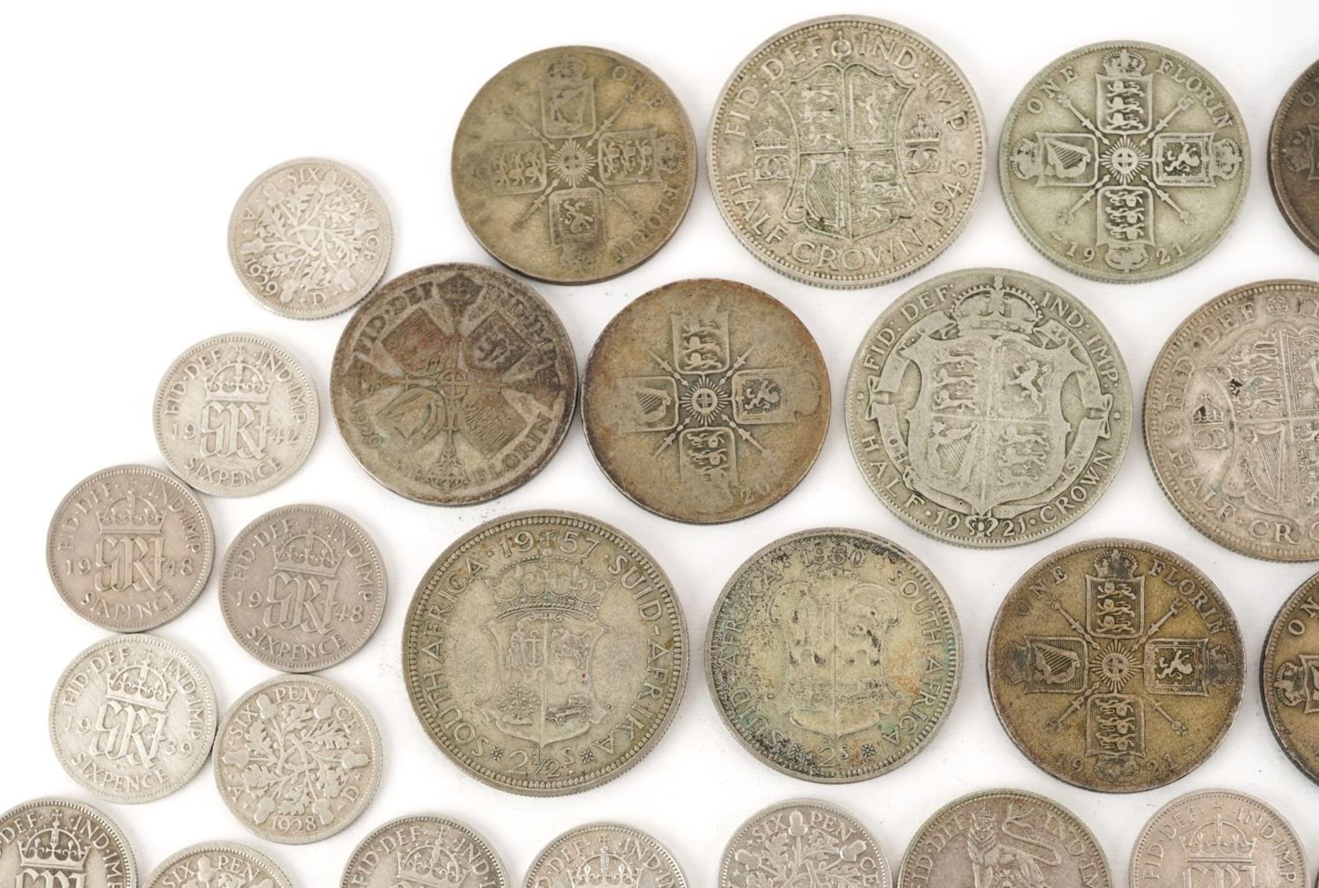 British pre decimal, pre 1947 coinage including half crowns and shillings, 320g - Bild 7 aus 10