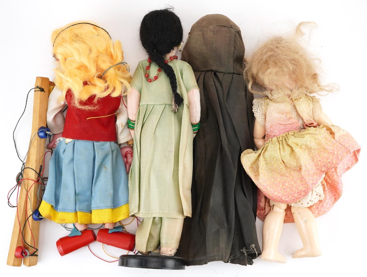 Vintage toys including a bisque headed doll with jointed limbs and a Goldilocks Pelham puppet with - Image 3 of 5