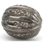 Hilliard & Thomason, Victorian silver nutmeg grater in the form of a nutmeg, Birmingham 1851, 4cm in