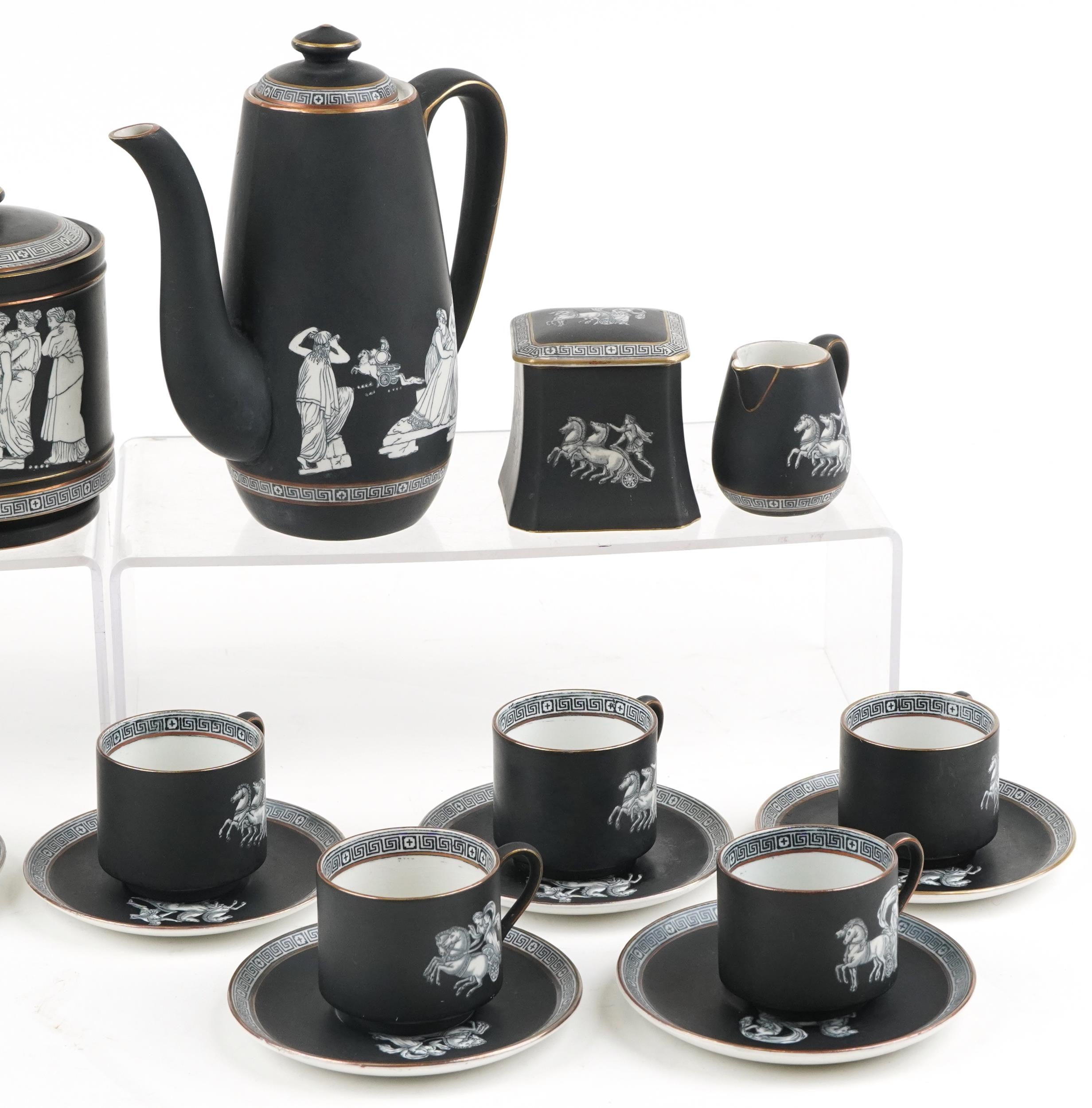 Victorian Fenton and Pratt Old Greek teaware including a six place coffee service comprising - Image 3 of 4