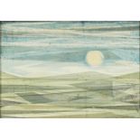 Abstract composition, mountainous landscape, mixed media, indistinctly signed, possibly ...
