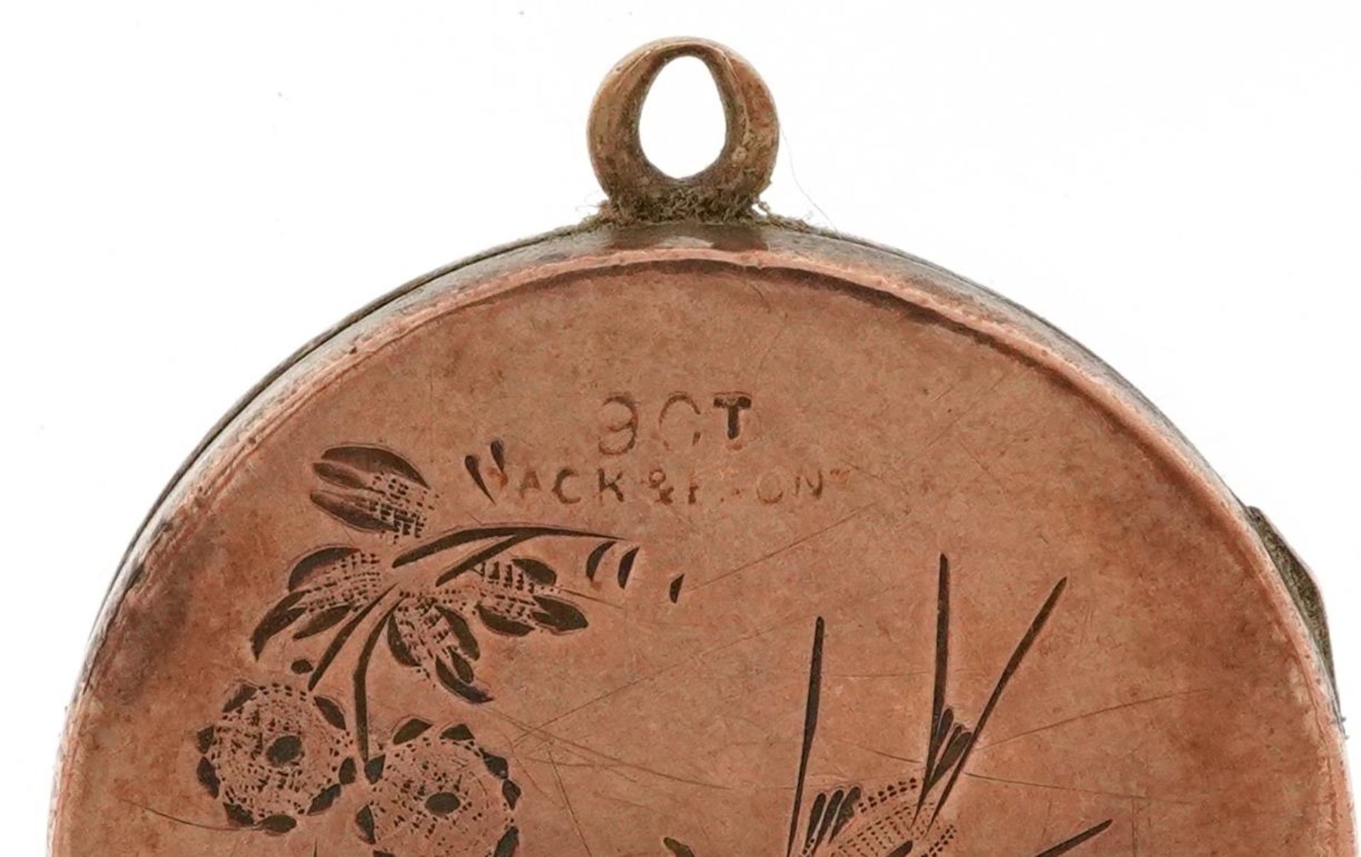 Two Victorian and later 9ct gold back and front lockets, one engraved with a bird and flowers, - Image 4 of 4