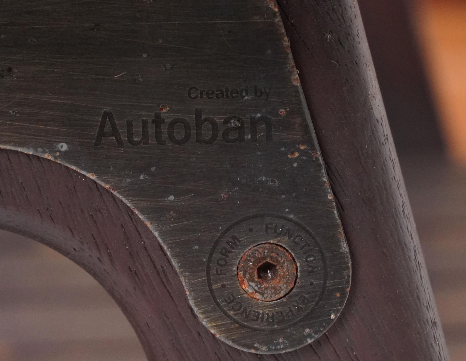 Autoban, stained teak slice chair, 81cm high - Image 5 of 5