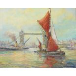 Andrew Kennedy - The River Thames with London Bridge and paddle steamer, contemporary oil on canvas,