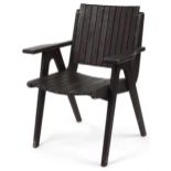 Autoban, stained teak slice chair, 81cm high