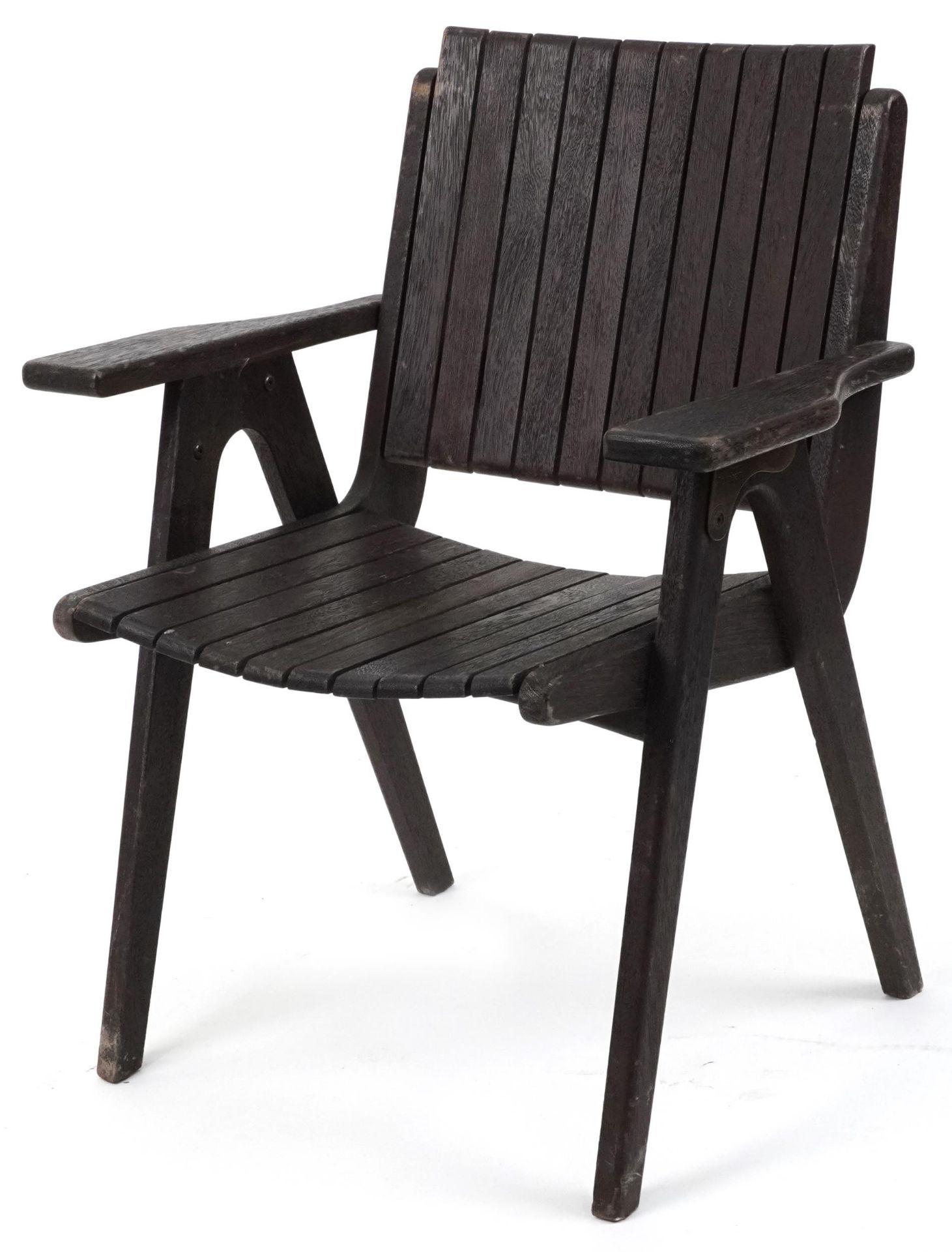 Autoban, stained teak slice chair, 81cm high