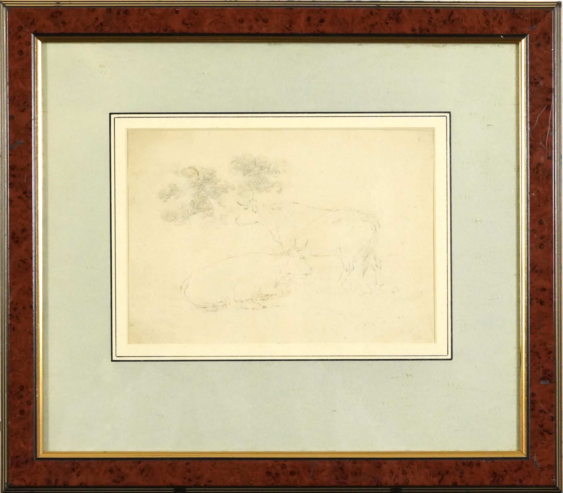 Robert Hills OWS - Two cattle with foliage, late 18th/early 19th century pencil inscribed Abbott & - Bild 2 aus 4