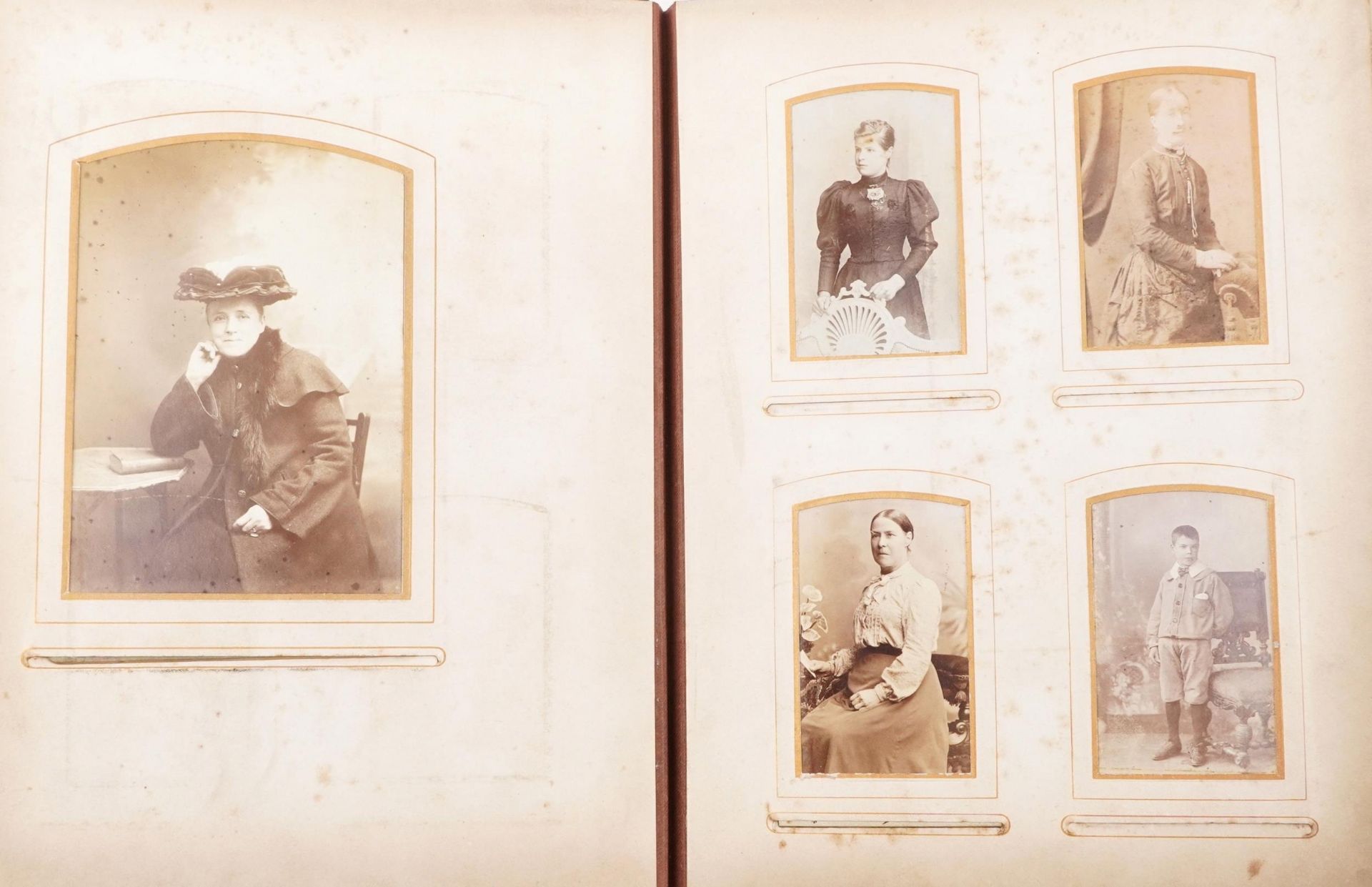 Victorian tooled leather musical photograph album housing social history cabinet cards and carte - Image 3 of 6