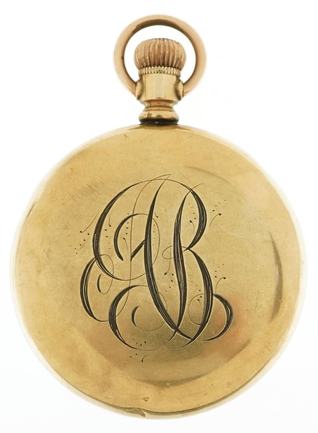 Hamilton Watch Co, gentlemen's gold plated keyless open face pocket watch having enamelled and - Image 4 of 4