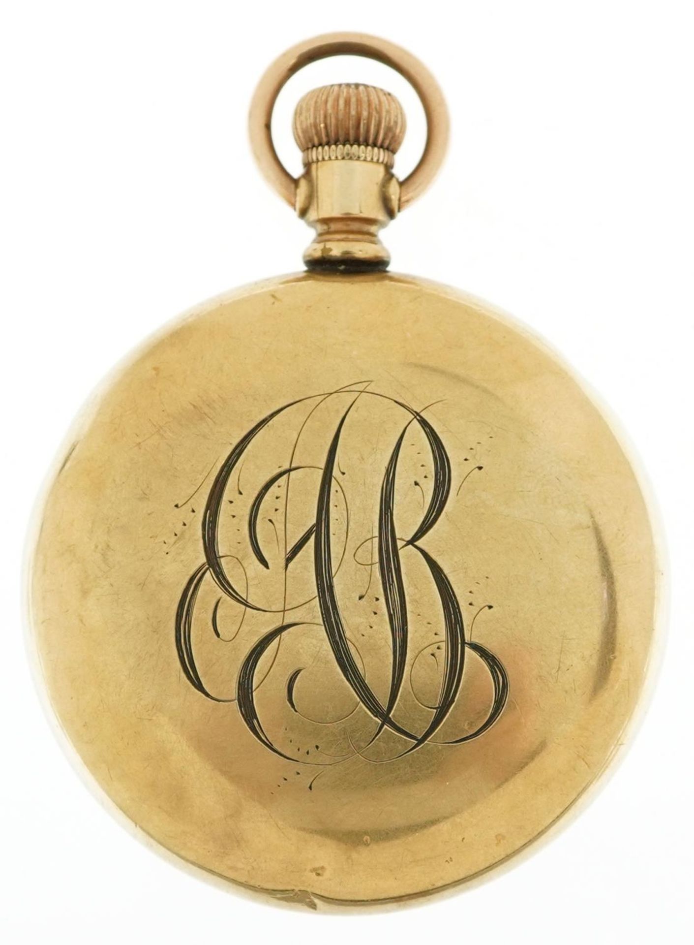 Hamilton Watch Co, gentlemen's gold plated keyless open face pocket watch having enamelled and - Bild 4 aus 4