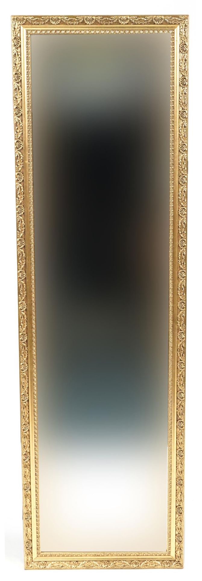 Two rectangular gilt framed wall mirrors with bevelled glass, 127cm x 37.5cm and 91cm x 65.5cm - Bild 2 aus 5