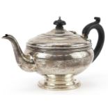 G Bryan & Co, George V silver teapot with ebonised wood handle and knop, Birmingham 1932, 24cm in