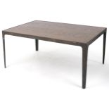 Industrial painted metal and hardwood rectangular coffee table, 45cm H x 100cm W x 70cm D