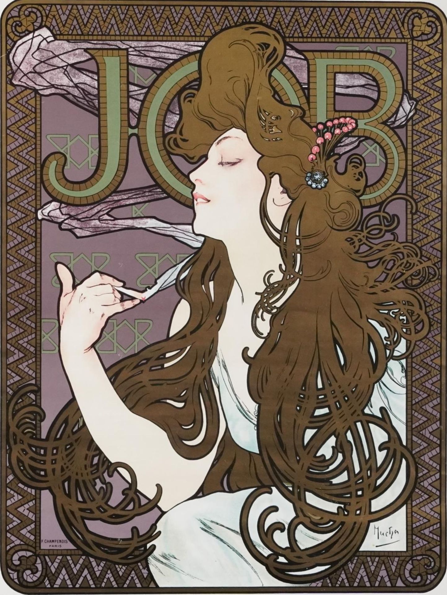 After Alphonse Mucha - Job Cigarette Papers and one other, two Art Nouveau style prints in colour, - Image 7 of 10