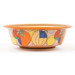 Clarice Cliff, large Art Deco Fantastique Bizarre Tolphin wash bowl hand painted in the melon