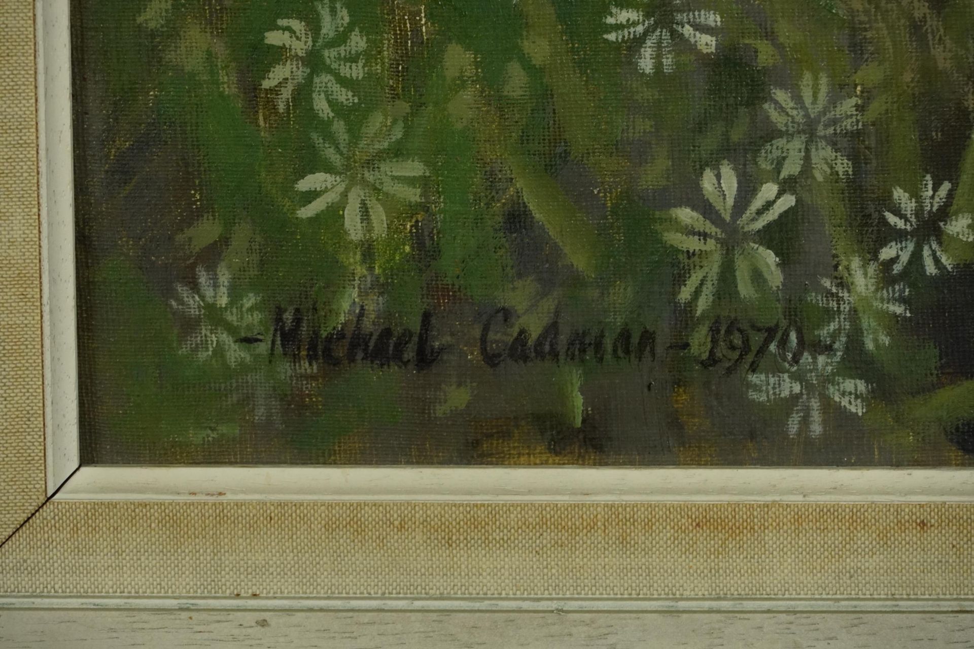 Michael Cadman 1970 - Field of Hemlock, oil on board, mounted and framed, 64cm x 44cm excluding - Image 3 of 4