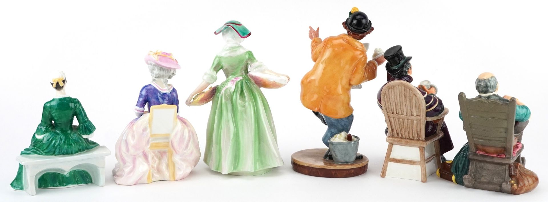 Six Royal Doulton collectable figures comprising A Lady from Williamsburg HN2228, Daffy-Down-Dilly - Bild 4 aus 7